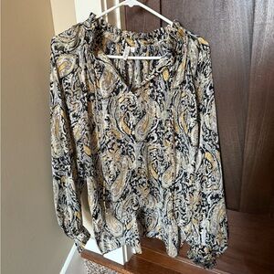 Paisley Print Women's Top - Black and Gold
